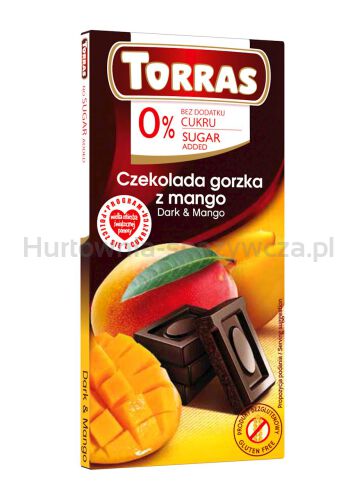 Czekolada Gorzka Z Mango Bez Dodatku Cukru Bezglutenowa 75 G - Torras [BIO]