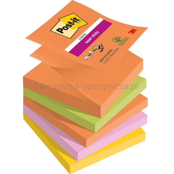 Karteczki Samoprzylepne Post-It® Super Sticky Z-Notes, Boost, 76X76Mm, 5X90 Kart.