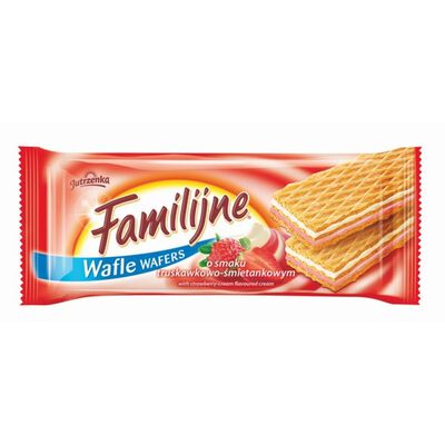 Familijne Wafle O Smaku Truskawkowo-Śmietankowym 180 G