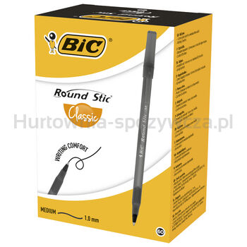 BIC Round Stic długopis czarny pudełko 60 sztuk