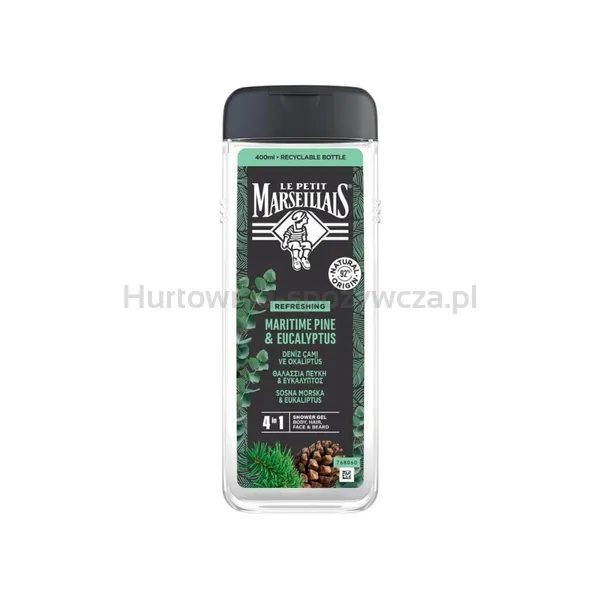 Le Petit Marseillas, Żel Pod Prysznic 4W1 Dla Mężczyzn - Sosna Morska I Eukaliptus 400 Ml