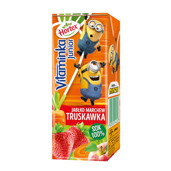 Hortex Vitaminka Junior Jabłko, Marchew, Truskawka Sok 100% Karton 200Ml