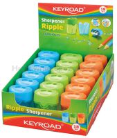 Temperówka KEYROAD Ripple, plastikowa, podwójna, z pojemnikiem, pakowane na displayu, mix kolorów - 2
