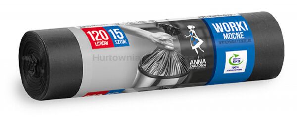 Worki na śmieci ANNA ZARADNA, mocne, 120 l, 15 szt., czarne