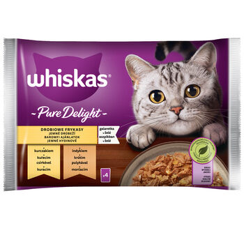 Whiskas Pure Delight Drobiowe Frykasy Galaretka Z Kurczakiem I Z Indykiem 340 G (4X85 G)