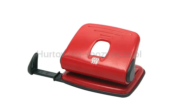 Sax Dziurkacz 318, dziurkuje do 15 kartek, czerwony 