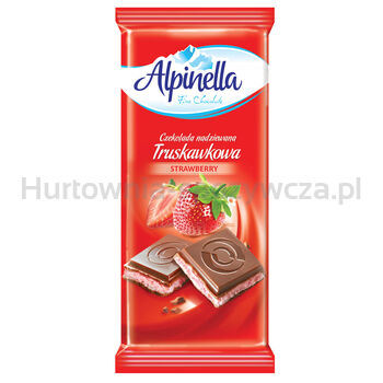 Alpinella Czekolada Nadziewana Truskawkowa 100G