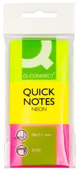 Bloczek Samoprzylepny Q-Connect, 38X51Mm, 3X50 Kart., Neon, Mix Kolorów