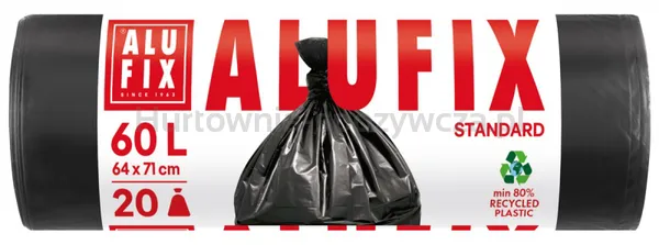 Alufix Worki na śmieci, HDPE, 60l, 20 szt., czarne