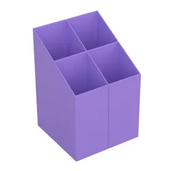 Przybornik Na Biurko Ico Kwadratowy, Plastikowy, 4 Komory, Fioletowy