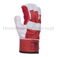 Rękawice robocze DONAU SAFETY, dwoina bydlęca, rozm. 10,5/XL, szaro-czerwone - 2