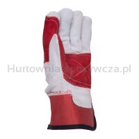 Rękawice robocze DONAU SAFETY, dwoina bydlęca, rozm. 10,5/XL, szaro-czerwone - 3