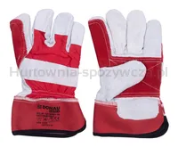 Rękawice robocze DONAU SAFETY, dwoina bydlęca, rozm. 10,5/XL, szaro-czerwone - 4