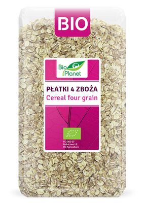 Bio Planet Płatki 4 Zboża (Orkisz, Owies, Jęczmień, Żyto) Bio 600 G [BIO]