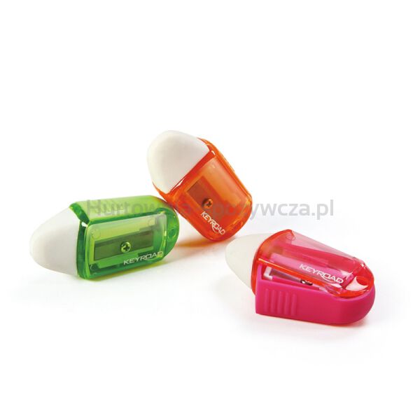 Temperówka plastikowa KEYROAD z gumką, pojedyńcza, Twist, blister, mix kolorów - 4