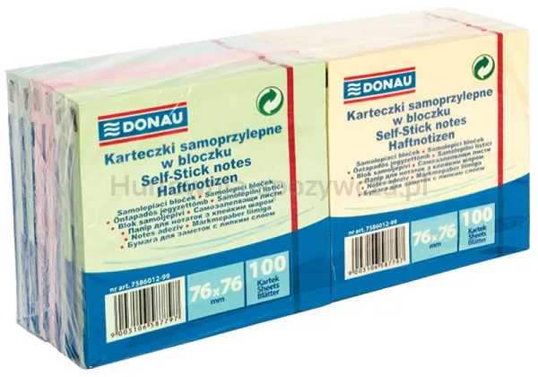 Bloczek Samoprzylepny Donau, 76X76Mm, 12X100 Kart., Mix Kolorów