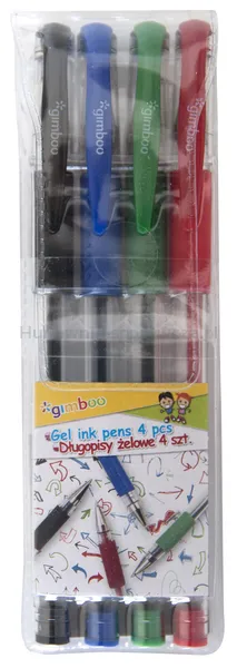 Gimboo Długopis Żelowy Classic, 0,5Mm, 4 Szt., Zawieszka, Mix Kolorów 
