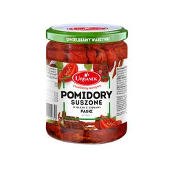 Urbanek Pomidory Suszone w oleju z ziołami paski 480g/320g 