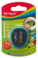 Keyroad Temperówka, plastikowa, podwójna, z gumką, blister, mix kolorów - 2