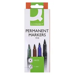 q-Connect Marker do płyt CD/DVD 1mm (linia), 4 szt., zawieszka, mix kolorów 