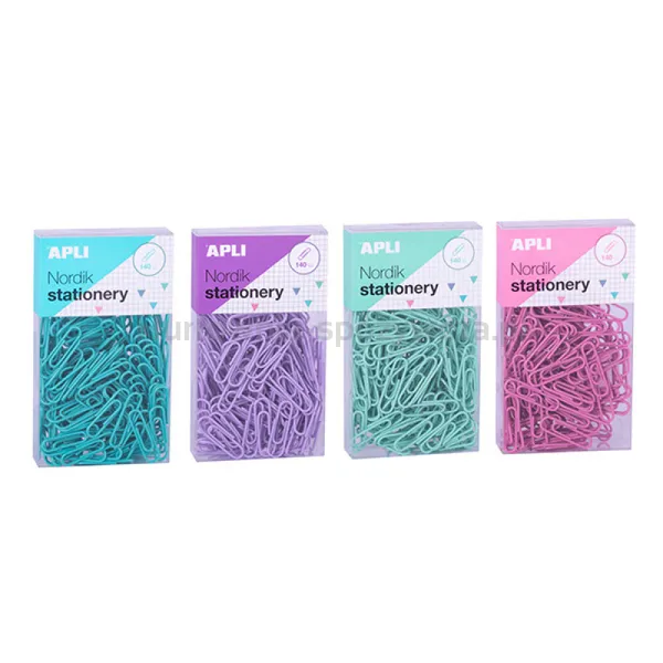 Spinacze okrągłe APLI Nordik, 28 mm, 140 szt., pudełko z zawieszką, mix kolorów pastel