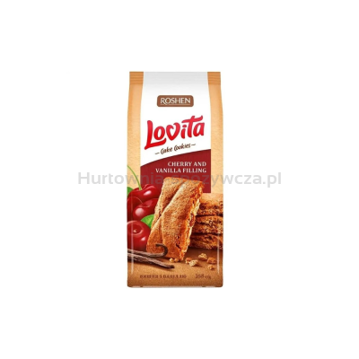 Lovita Cake Cookies Ciastka z nadzieniem o smaku wiśniowo-waniliowym 168 g