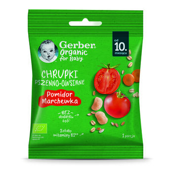 Gerber Organic Chrupki Pszenno-Owsiane Pomidor Marchewka 7G bio