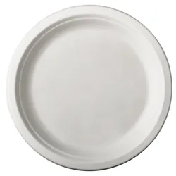 Talerze Z Trzciny Cukrowej, &Quotpure&Quot, Niepodzielne, Średnica 26 Cm, 2 Cm, Kolor: Biały, 50 Szt