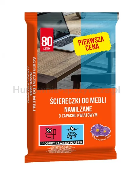 Ściereczki nawilżane FIXI, do mebli, o zapachu kwiatowym, 80 szt., białe ściereczki
