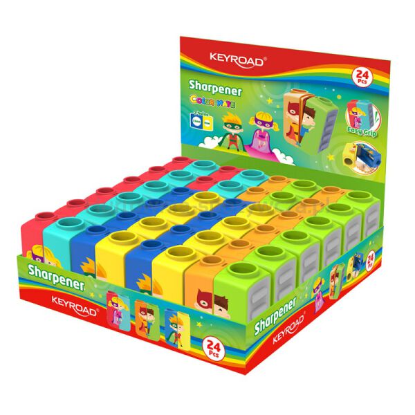 Temperówka KEYROAD Colour Mate, Cartoon, plastikowa, podwójna, display, mix kolorów
