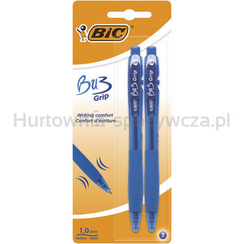 BIC BU3 Grip długopis automatyczny niebieski blister 2 sztuki