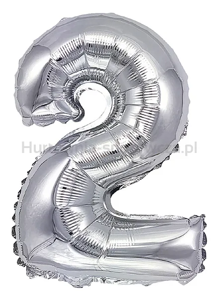 Balon foliowy PARTY GO, cyfra 2, 80cm, srebrny
