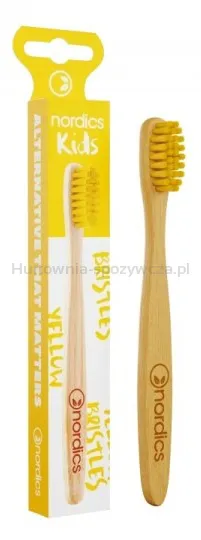 Szczoteczka do zębów bambusowa dla dzieci, miękka, żółta 14.5cm