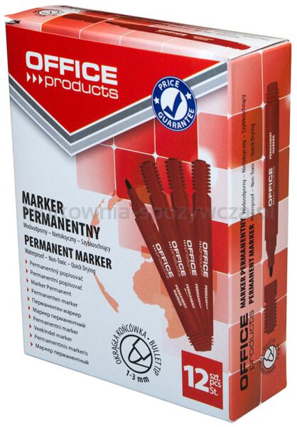 Office Products Marker permanentny okrągły, 1-3mm (linia), czerwony  - 2