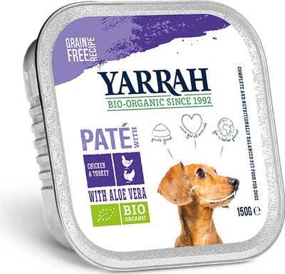 Yarrah (Dla Psa) Pasztet Z Kurczaka, Wołowiny I Indyka Z Aloesem Bio 150 G [BIO]