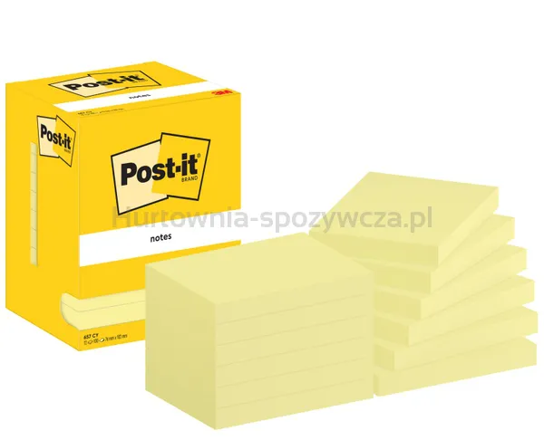 Karteczki Samoprzylepne Post-It® (657), 102X76Mm, 12X100 Kart., Żółte