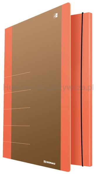 Donau Teczka z gumką Life, Karton, A4, 500gsm, 3-skrz., pomarańczowy 