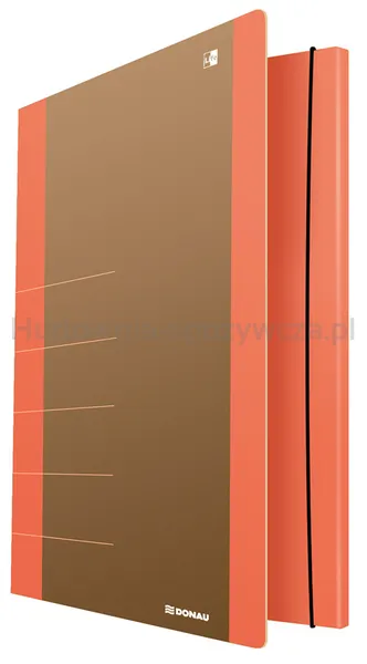 Teczka z gumką DONAU Life, Karton, A4, 500gsm, 3-skrz., pomarańczowy