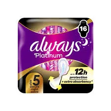 Always Podpaski Ze Skrzydełkami Platinum Secure Night Extra 16 Szt.