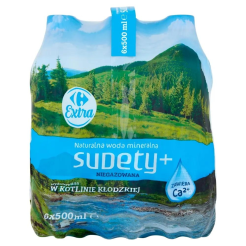 Carrefour Extra Sudety+ Naturalna Woda Mineralna Niegazowana 6x500 Ml<br>(Paleta 1296 Sztuk)
