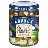 Krakus Ogórki Korniszony Z Czosnkiem 500 G