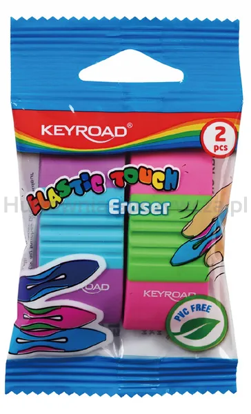 Gumka Uniwersalna Keyroad Elastic Touch, 2Szt., Zawieszka, Mix Kolorów