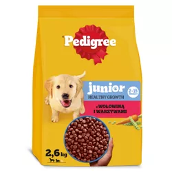 Pedigree Junior sucha karma z wołowiną i warzywami 2,6 kg