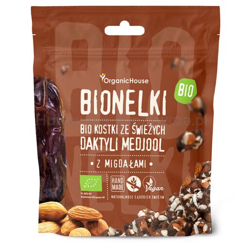 Kostki Daktylowe Z Migdałami Bezglutenowe Bio 50 G - Organichouse (Bionelki) [BIO]