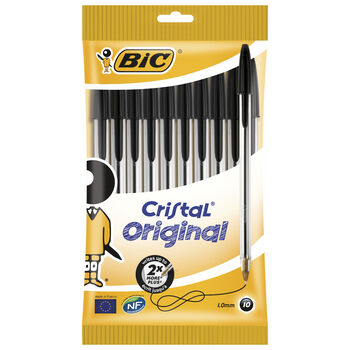 BIC Długopis Cristal Original czarny pouch 10 szt.