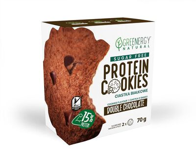 Ciastka Proteinowe Podwójnie Czekoladowe Bez Cukru (2 X 35 G) 70 G - Greenergy [BIO]