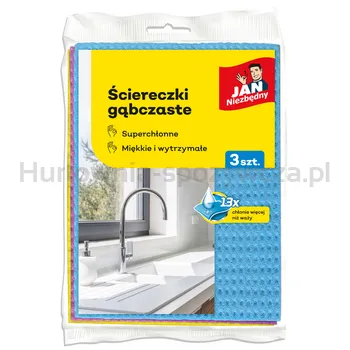 Ściereczki Gąbczaste Jan Niezbędny, 3 Szt., Mix