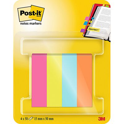 Znaczniki Post-It (670-4POP-EU), papier, 12,7x44,4mm, 4x50 kart., mix kolorów neon [BIURO]