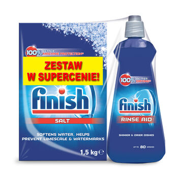 Finish Zestaw Płyn Nabłyszczający 400Ml+Sól 1,5Kg