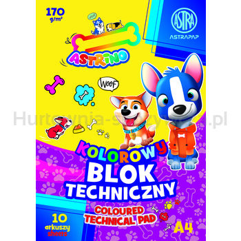 Astra Blok kolorowy barwiony w masie  A4 170g 10 ark 